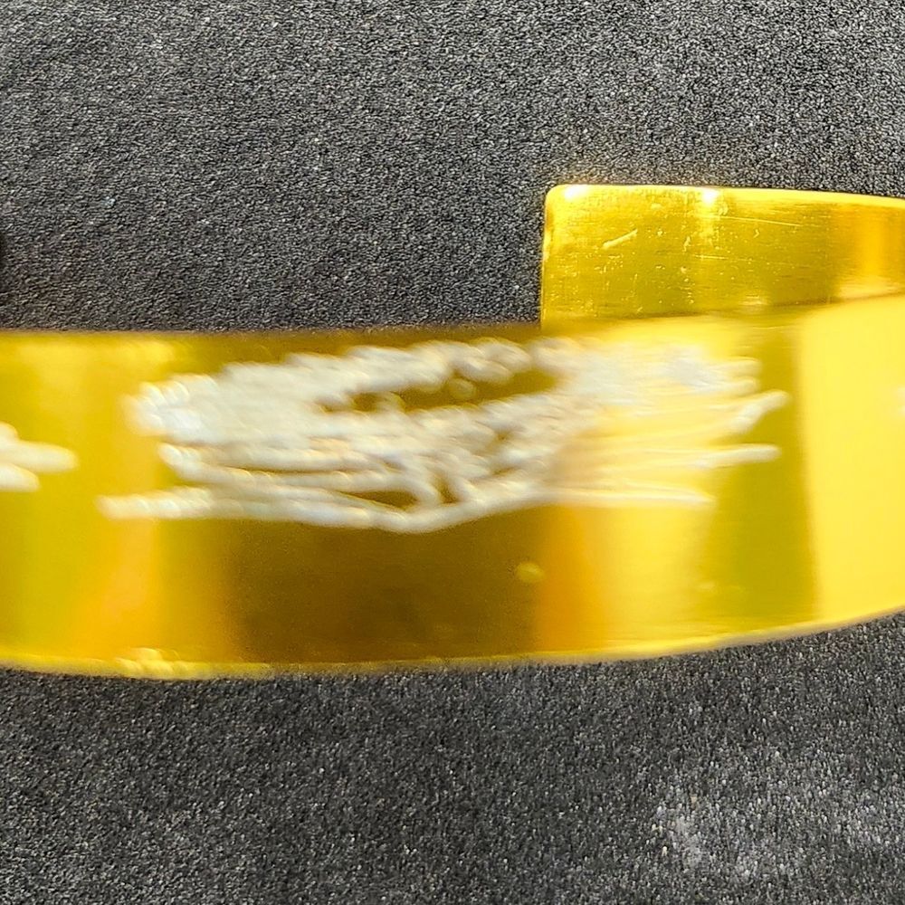 Hand Crafted Engraved Cuff Bracelet Gold Color SunFlower - Picture 6 of 16